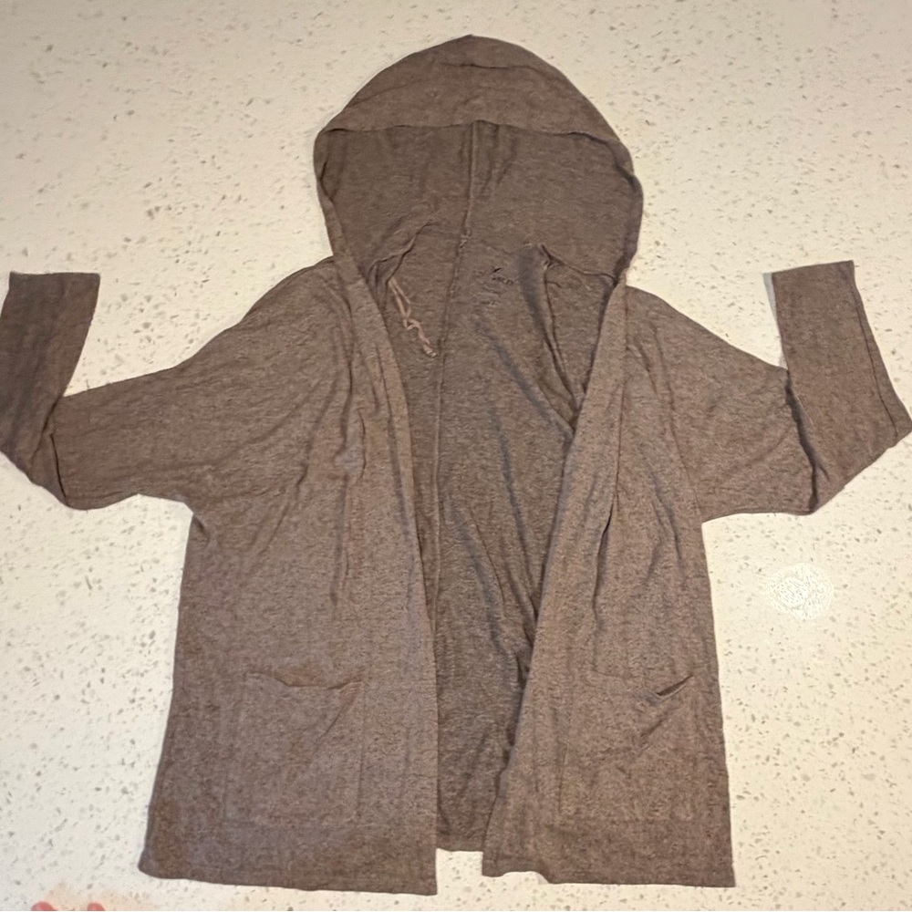 American Eagle Brown Hooded Cardigan w/ Pockets